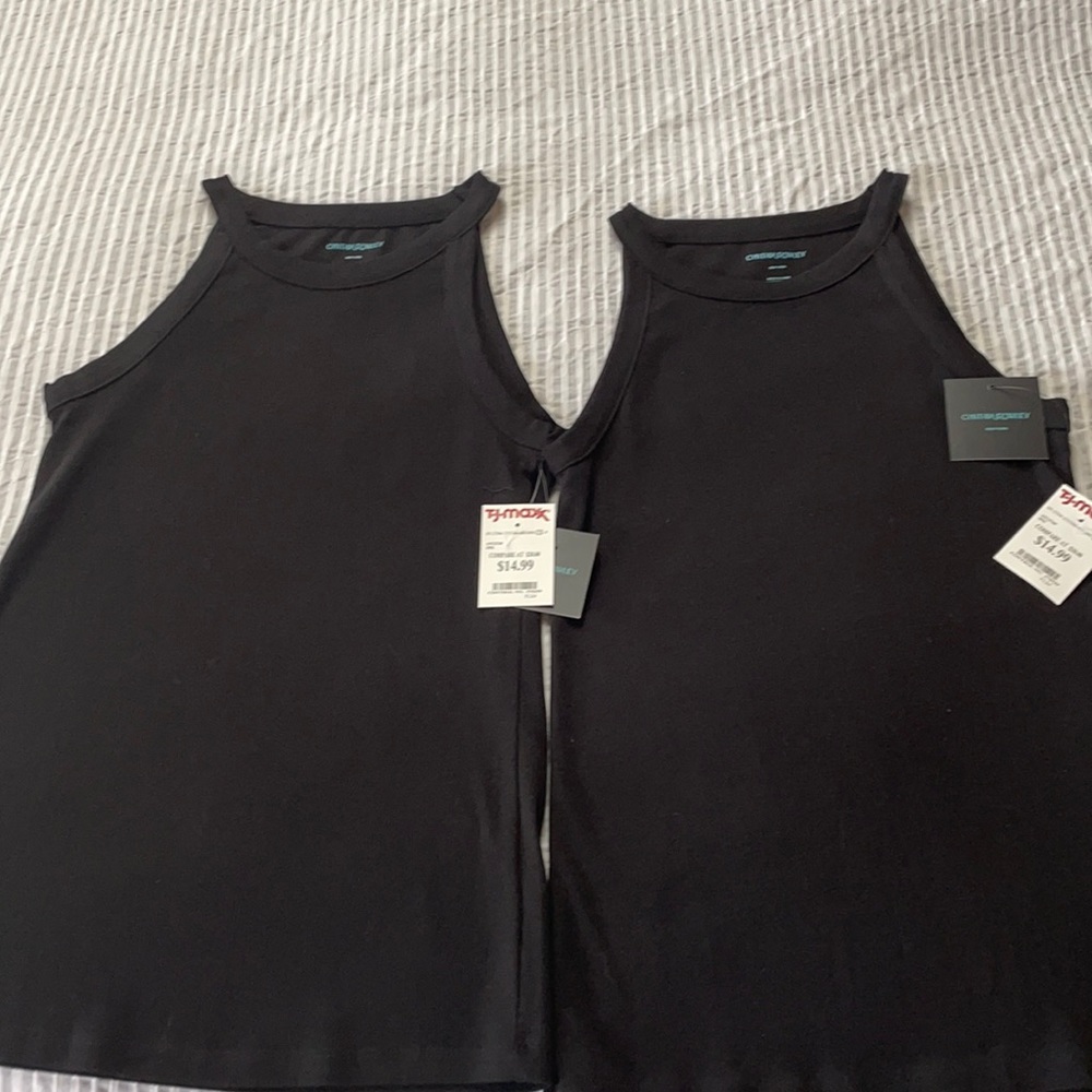 Two Cynthia Rowley black tank tops